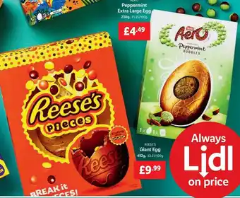 Lidl Aero peppermint extra large egg, reese's giant egg offer