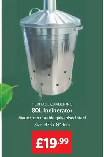 Lidl Heritage gardening 80l incinerator offer