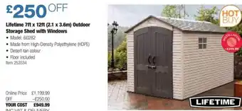 Costco Lifetime 7ft x 12ft (2.1 x 3.6m) outdoor storage shed with windows offer