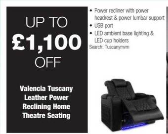 Costco Valencia tuscany leather power reclining home theatre seating offer