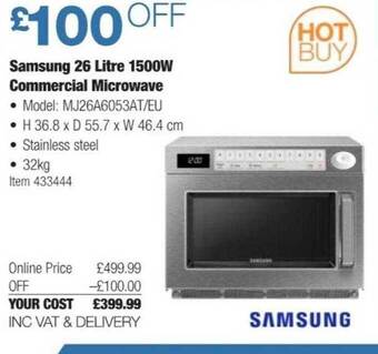 Costco Samsung 26 litre 1500w commercial microwave offer