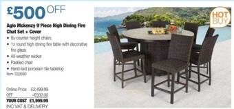 Costco Agio mckenzy 9 piece high dining fire chat set + cover offer