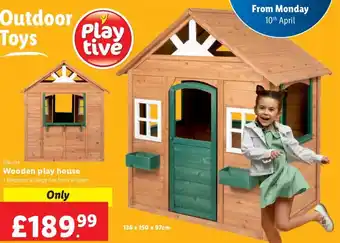 Lidl Playtive Wooden Play House 136 x 150 x 97cm offer
