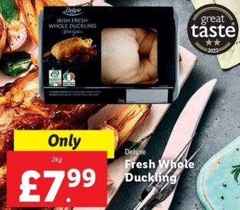 Lidl Deluxe Fresh Whole Duckling 2kg offer