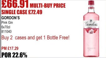 Bestway Gordon's Pink Gin 6x70cl offer