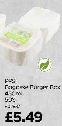Bestway Pps bagasse burger box offer