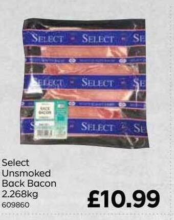 Bestway Select unsmoked back bacon offer