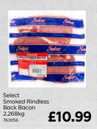 Bestway Select smoked rindless back bacon offer