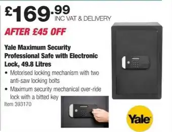 Costco Yale maximum security professional safe with electronic lock, 49.8 litres offer