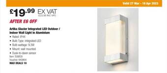 Costco Artika glacier integrated led outdoor-indoor wall light in aluminium offer