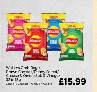 Bestway Walkers grab bags : prawn cocktail-ready salted-cheese & onion-salt & vinegar offer