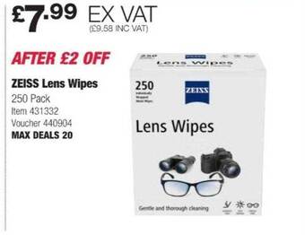 Costco Zeiss lens wipes offer