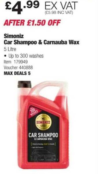 Costco Simoniz car shampoo & carnauba wax offer