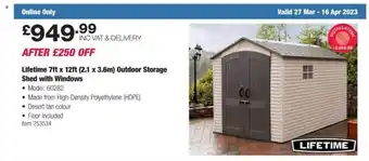 Costco Lifetime 7ft x 12ft (2.1 x 3.6 m) outdoor storage shed with windows offer