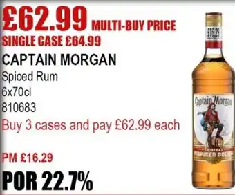 Bestway Captain Morgan Spiced Rum 6x70cl offer