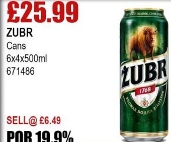 Bestway Zubr Cans 6x4x500ml offer