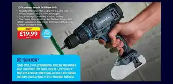 Aldi 20v cordless combi drill bare unit offer