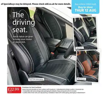 Aldi Premium Car Seat Cushions offer