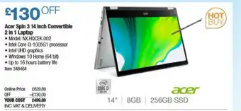 Costco Acer Spin 3 14 Inch Convertible 2 In 1 Laptop offer