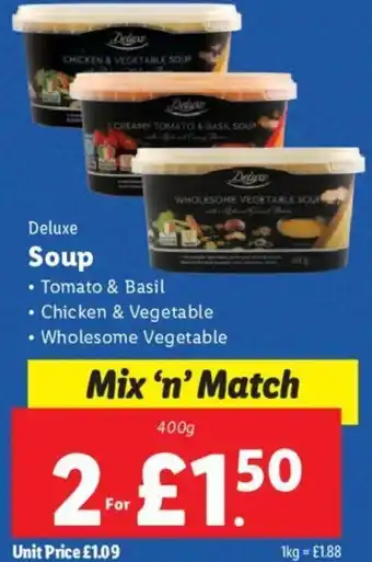 Lidl Deluxe Soup 400g 2 for offer