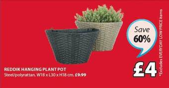 JYSK Reddik hanging plant pot offer