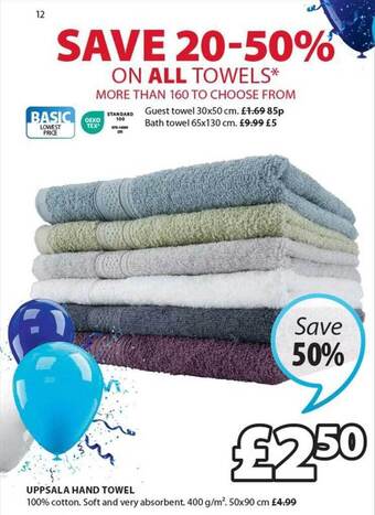 JYSK Uppsala hand towel offer