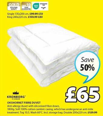 JYSK Kronborg okshornet fibre duvet offer