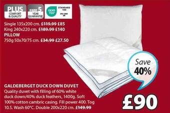 JYSK Galdeberget duck down duvet offer