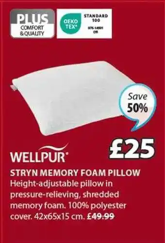 JYSK Wellpur stryn memory foam pillow offer