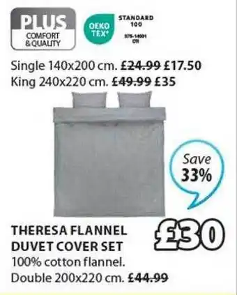 JYSK Theresa flannel duvet cover set offer