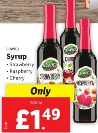 Lidl Lowicz Syrup 400ml offer