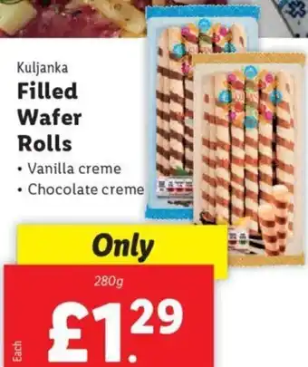 Lidl Kuljanka Filled Wafer Rolls 280g offer