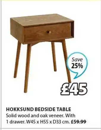 JYSK Hokksund bedside table offer
