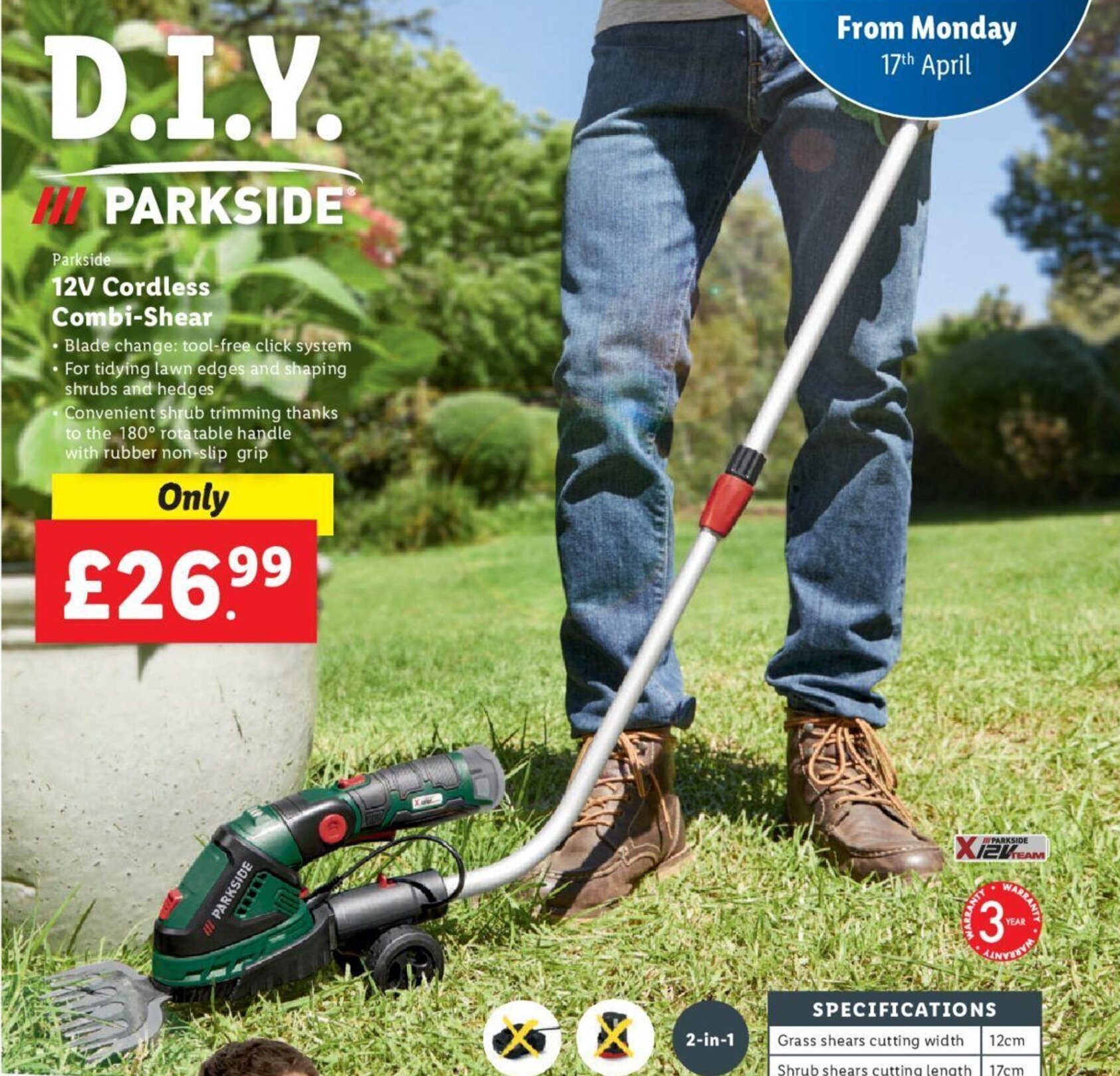 Parkside Cordless Grass Shear Cordless Combi Shear PGSA 12, 57 OFF