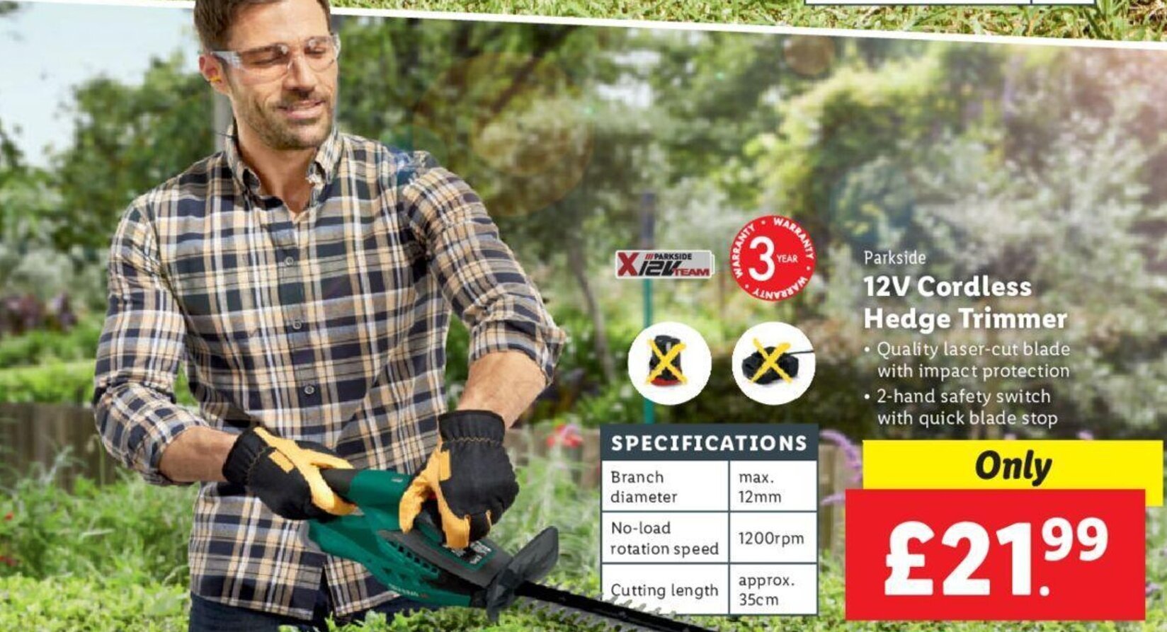 Parkside 12V Cordless Hedge Trimmer offer at Lidl