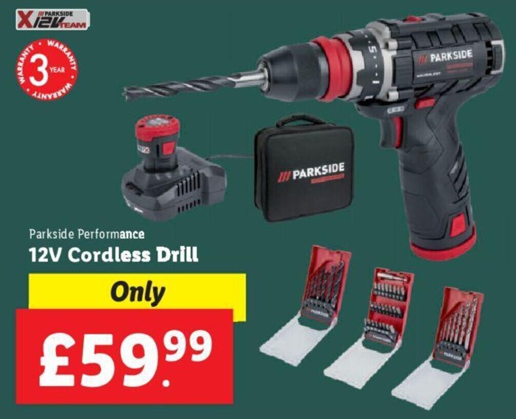 Parkside Performance 12V Cordless Drill offer at Lidl