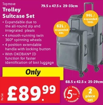 Lidl Topmove Trolley Suitcase Set offer