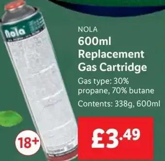 Lidl Nola 600ml Replacement Gas Cartridge 600ml offer