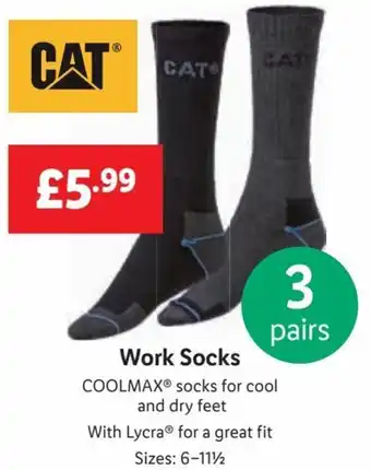 Lidl Cat Work Socks Coolmax offer