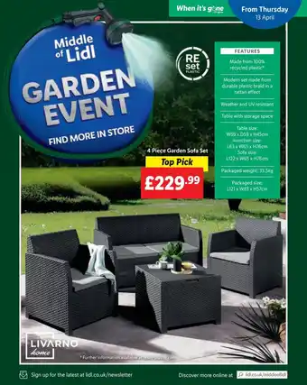 Lidl 4 Piece Garden Sofa Set offer