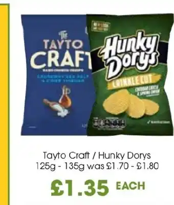 Centra Tayto Craft/Hunky Dorys 125g-135 g offer
