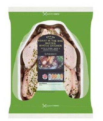 Sainsbury's Sainsbury's Roast in the Bag British Whole Fresh Chicken with Pork & Sage & Onion Stuffing 1.35kg offer