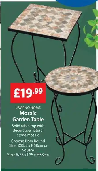 Lidl Livarno home mosaic garden table offer
