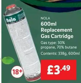 Lidl Nola 600ml replacement gas cartridge offer