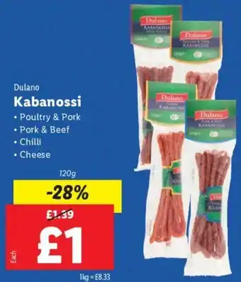 Lidl Dulano Kabanossi 120 g offer