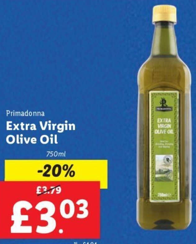 Primadonna Extra Virgin Olive Oil 750 ml offer at Lidl