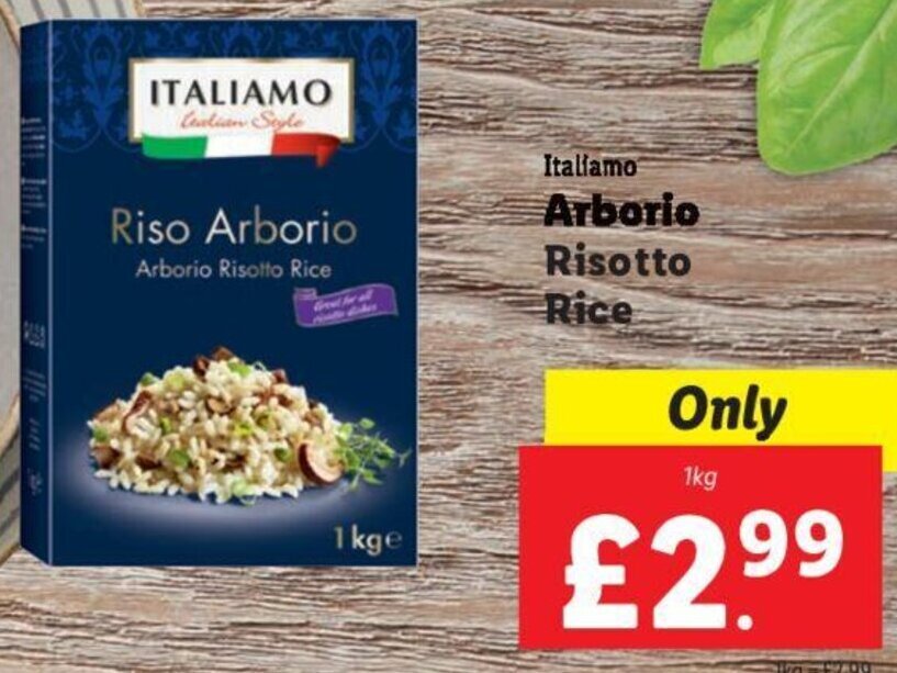 Italiamo Arborio Risotto Rice 1kg offer at Lidl