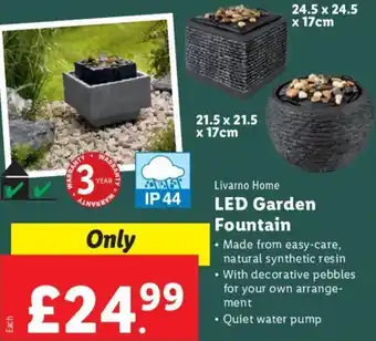 Lidl Livarno Home LED Garden Fountain 21.5 c 21.5 x 17 cm offer