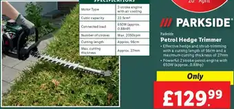 Lidl Parkside Petrol Hedge Trimmer offer