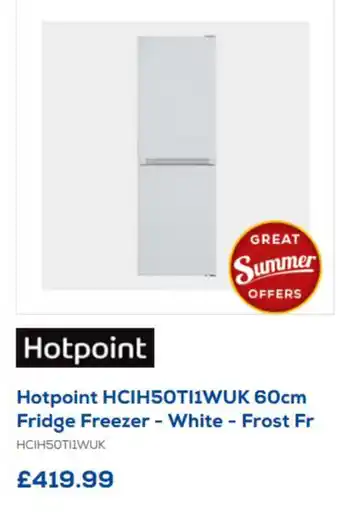 Euronics Hotpoint 60cm Fridge Freezer - White - Frost offer